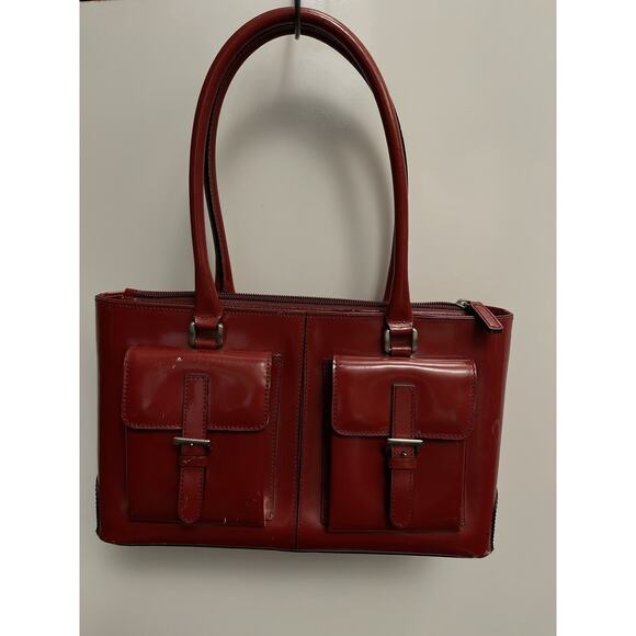 NORDSTROM Red Leather Shoulder Purse Bag Made In Italy - Picture 1 of 6